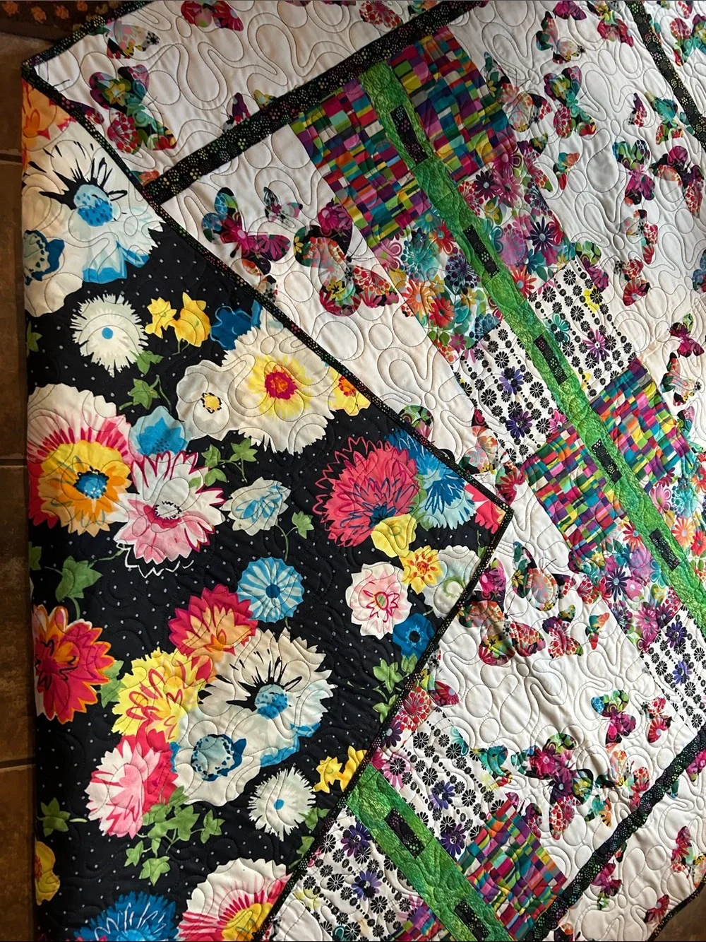 ONE OF A KIND - HANDCRAFTED Butterfly Garden Quilt